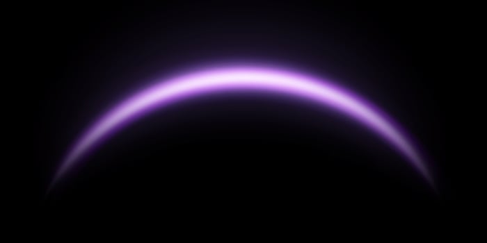 Purple magic arch with glowing particles, sunlight lens flare. Neon realistic energy flare arch. Abstract light effect on a black background vector