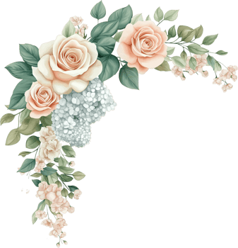 A flower wreath with pink roses and white hydrangeas png