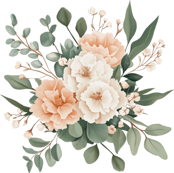 A bouquet of flowers on a black background png