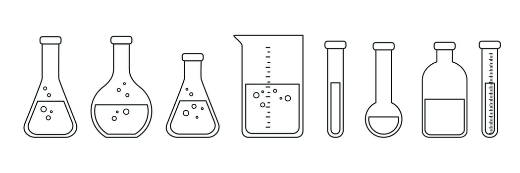 Laboratory glass equipment, test tubes and flask. Lab glassware for medical or science study vector