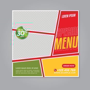 Restaurant food social media banner post colorful design template vector