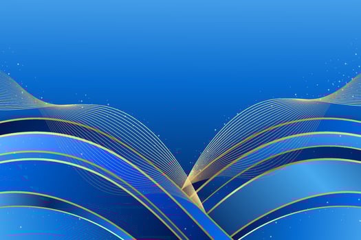 Premium Blue and Gold Abstract Background. Business elegant design with golden lines and waves for presentations, ads, banner,posters, magazines. vector