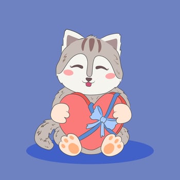 Adorable Cartoon Cat Holding a Heart vector