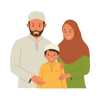 Illustration of happy muslim family vector