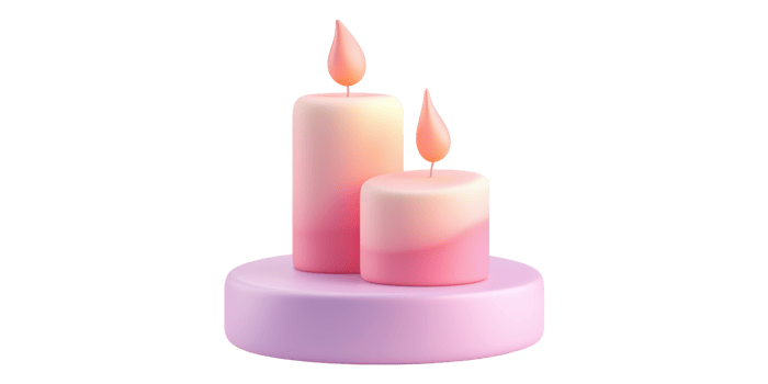 Gradient pink candles isolated on transparent background png