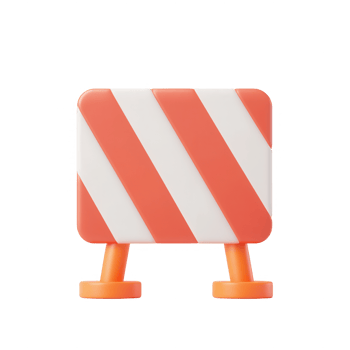 A bright orange and white construction barrier, highlighting road safety. png