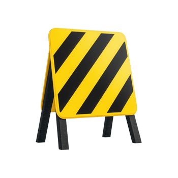 A caution sign with black and yellow stripes indicating construction area safely. png