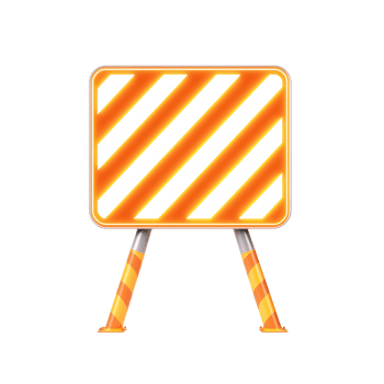 A construction sign indicating caution and roadwork ahead. png
