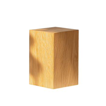 A minimalistic wooden block showcasing natural texture and light reflections. png