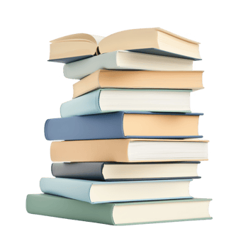 A neatly stacked pile of colorful books, representing knowledge and leisure reading. png