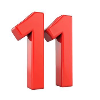 Bold red number eleven for creative design, marketing, or promotional purposes. png