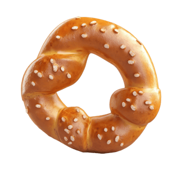 Delicious, freshly baked pretzel with sesame seeds on a white background. png