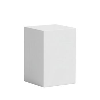 Minimalist white cube on a transparent background for versatile design use. png