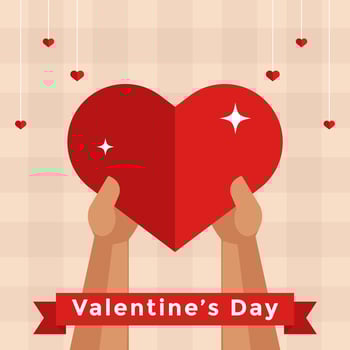 Valentine's day greeting with two hands holding love perfect for social media post. Happy Valentine's Day background vector