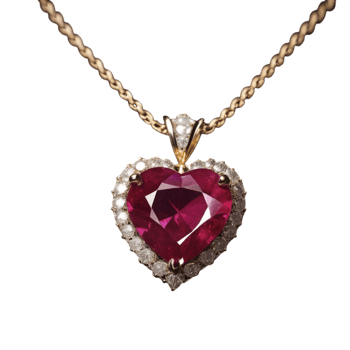 A heart shaped ruby and diamond pendant png