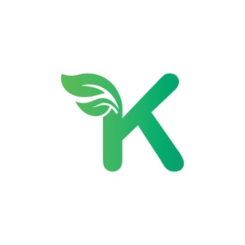 Letter K green leaf organic logo vector