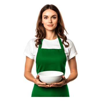 Young woman with bowl preparing fresh ingredients in kitchen png