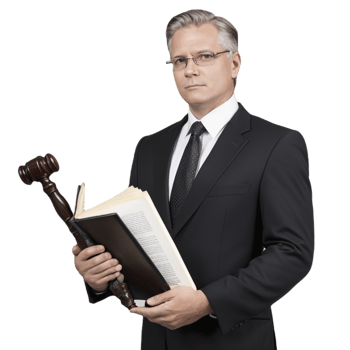 A man in a suit holding a book and gavel png