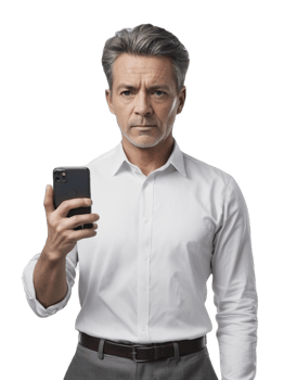 Man holding a smart phone png