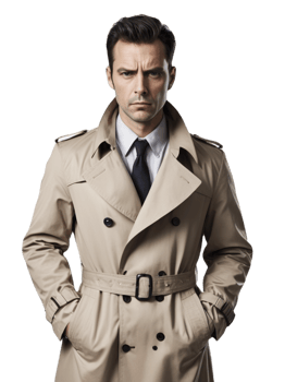 Man in trench coat and tie png