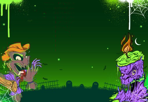 Monster Candle Halloween background in graffiti style vector