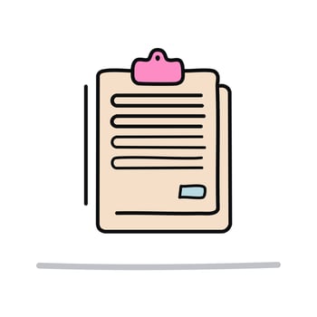 Pink Clipboard icon. illustration in outline style on white background. vector