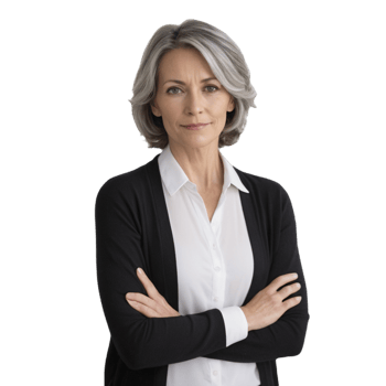 A woman with gray hair and a white shirt png