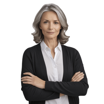 A woman with gray hair and a white shirt png