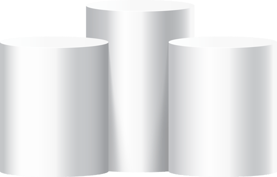 Three Cylindrical podium. Minimalist mockup product display presentation, Stage for showcase. png