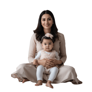 A woman and a baby sitting on the floor png
