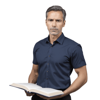 Man holding a book with his hands png