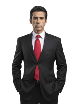 A man in a suit and red tie png