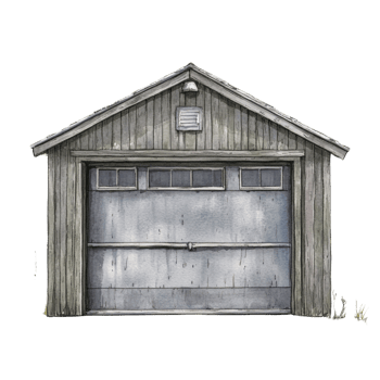 Watercolor Painting of an Old Wooden Garage png