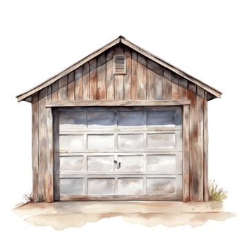 Weathered Wooden Garage Building Watercolor Painting png