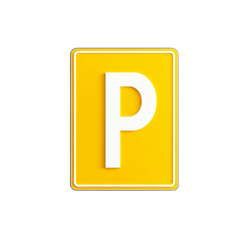Yellow Parking Sign Displays White Letter P png