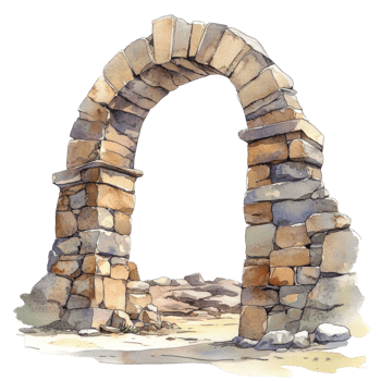 Ancient Stone Archway Ruins Watercolor Painting png