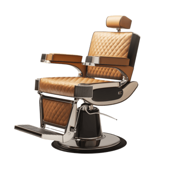 Elegant Tan Leather Barbershop Chair Design png