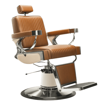 Elegant Brown Leather Barbershop Chair Design png