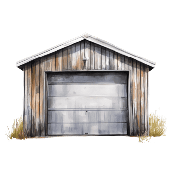 Rustic Wooden Garage Building Watercolor Painting png