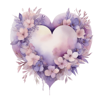 A heart shaped watercolor painting with flowers png