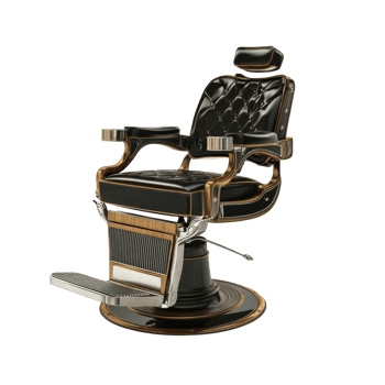 Elegant Black And Gold Barbers Chair Design png