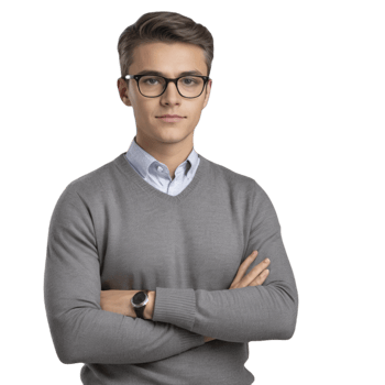 A young man in glasses and a sweater png