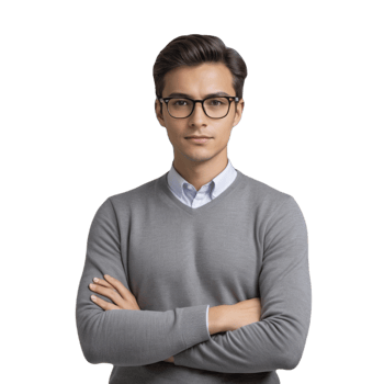 A man in glasses standing with his arms crossed png