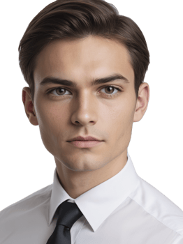 A man in a white shirt and black tie png