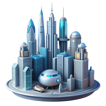 Futuristic Cityscape 3D Illustration A Stunning Visual of Modern Architecture and Urban Design png