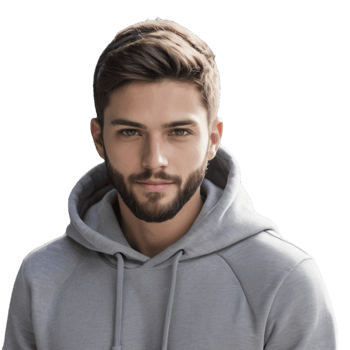A man in a grey hoodie png