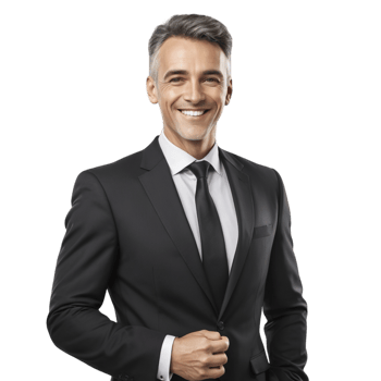 A man in a suit and tie smiling png