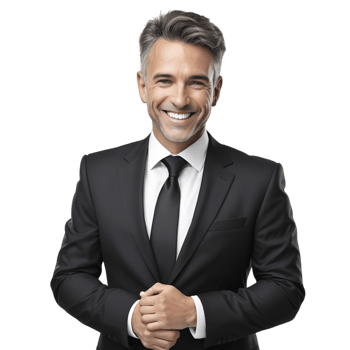 A man in a suit and tie smiling png