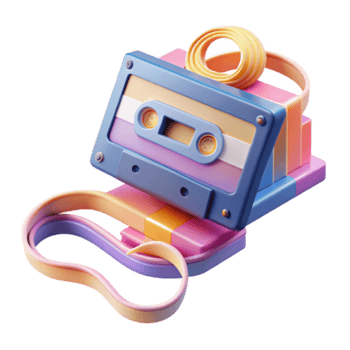 Pastel Cassette Tape 3D Render Illustration png