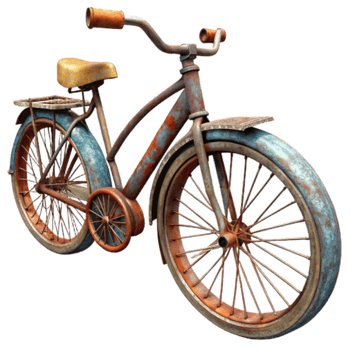 Rusty Vintage Bicycle 3D Render Illustration png